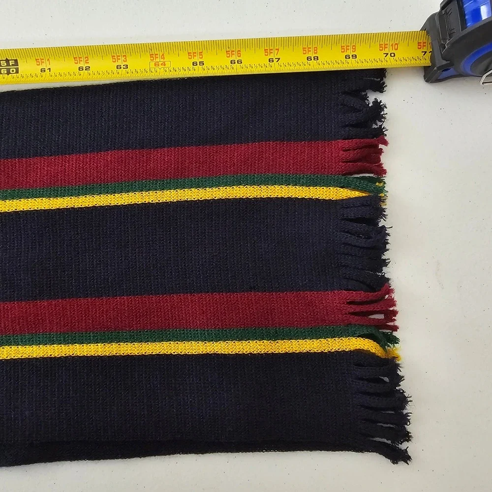 Vintage 80s Banana Republic Wool Regimental Stripe Scarf Made in England Navy